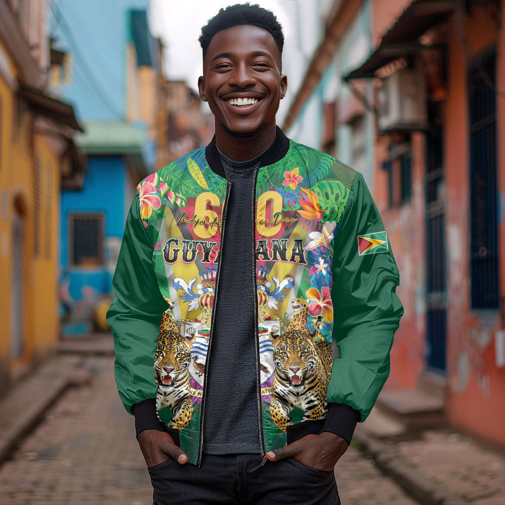 Personalized Guyana 60th Independence Day Bomber Jacket Diamond Jubilee