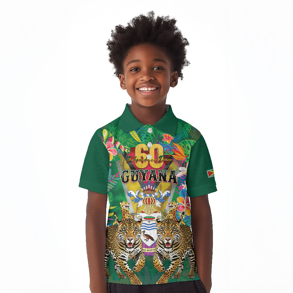 Personalized Guyana 60th Independence Day Kid Polo Shirt Diamond Jubilee