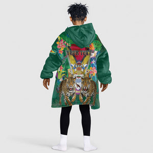 Personalized Guyana 60th Independence Day Kid Wearable Blanket Hoodie Diamond Jubilee