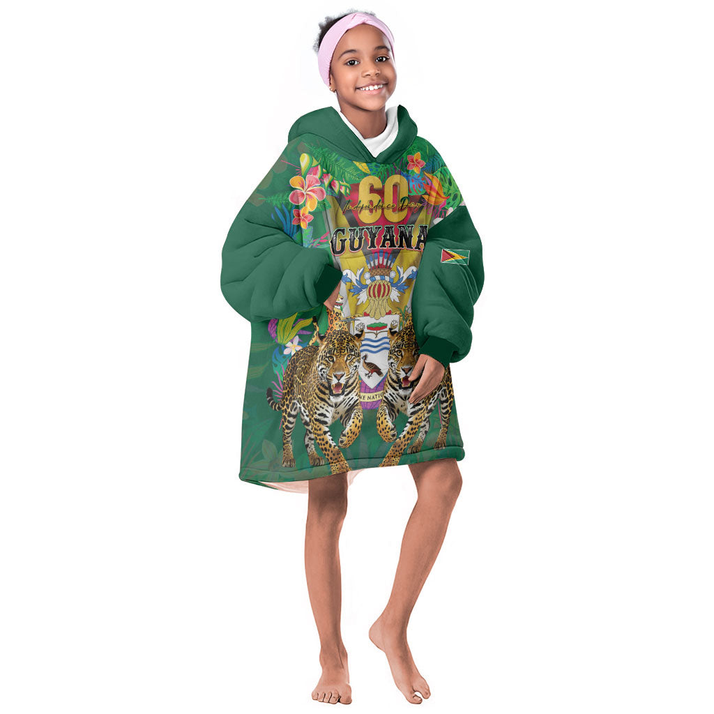 Personalized Guyana 60th Independence Day Kid Wearable Blanket Hoodie Diamond Jubilee