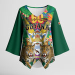 Personalized Guyana 60th Independence Day Kimono Sleeve Blouse Diamond Jubilee