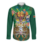 Personalized Guyana 60th Independence Day Long Sleeve Button Shirt Diamond Jubilee