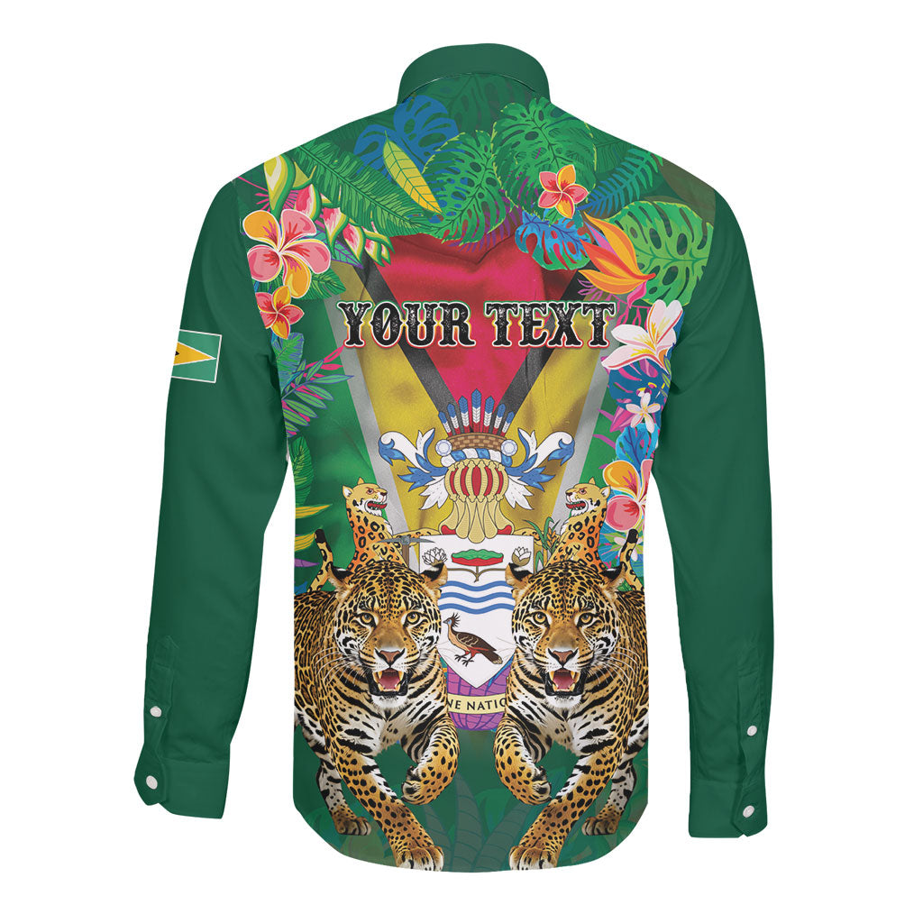 Personalized Guyana 60th Independence Day Long Sleeve Button Shirt Diamond Jubilee