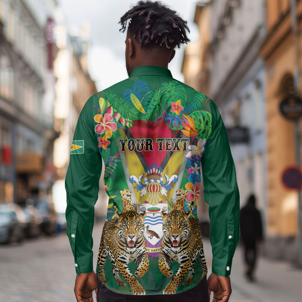 Personalized Guyana 60th Independence Day Long Sleeve Button Shirt Diamond Jubilee