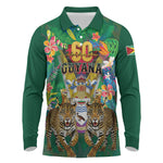 Personalized Guyana 60th Independence Day Long Sleeve Polo Shirt Diamond Jubilee