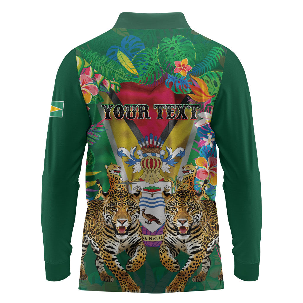 Personalized Guyana 60th Independence Day Long Sleeve Polo Shirt Diamond Jubilee