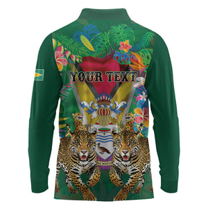 Personalized Guyana 60th Independence Day Long Sleeve Polo Shirt Diamond Jubilee