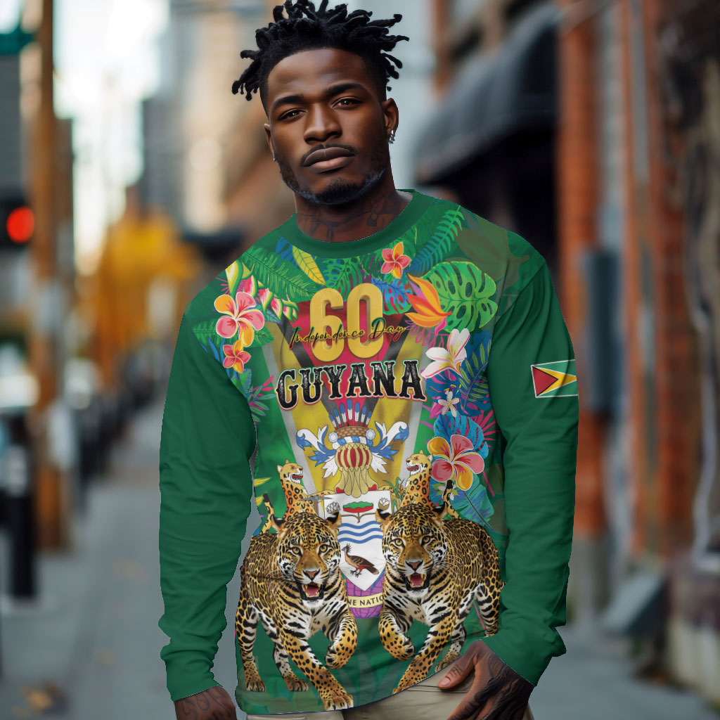 Personalized Guyana 60th Independence Day Long Sleeve Shirt Diamond Jubilee