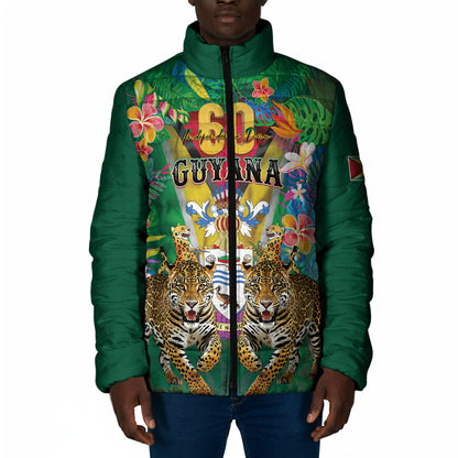 Personalized Guyana 60th Independence Day Padded Jacket Diamond Jubilee