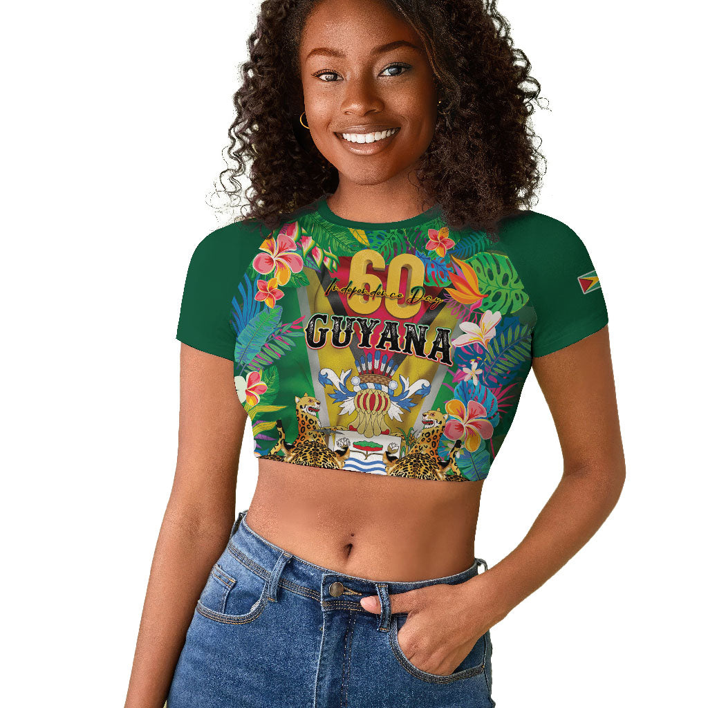 Personalized Guyana 60th Independence Day Raglan Cropped T shirt Diamond Jubilee