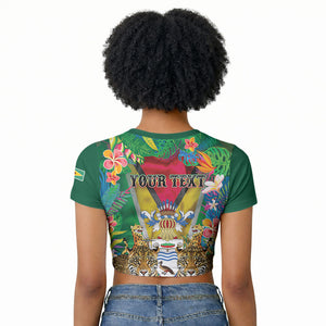 Personalized Guyana 60th Independence Day Raglan Cropped T shirt Diamond Jubilee