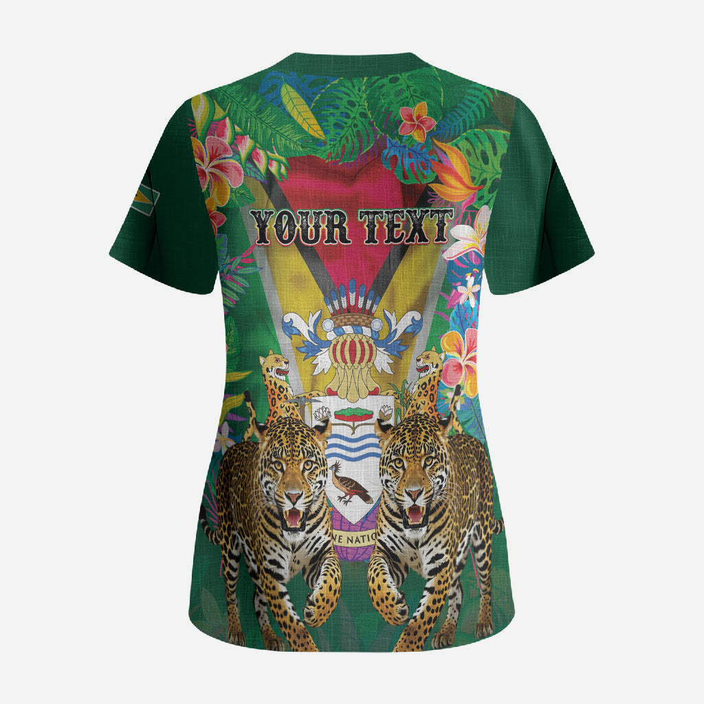 Personalized Guyana 60th Independence Day Scrub Top Diamond Jubilee