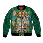 Personalized Guyana 60th Independence Day Sleeve Zip Bomber Jacket Diamond Jubilee
