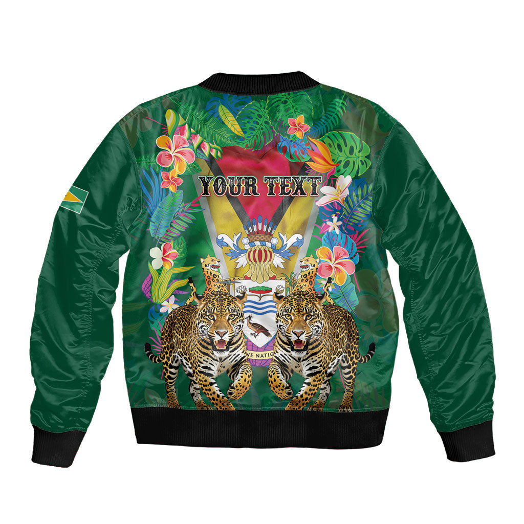 Personalized Guyana 60th Independence Day Sleeve Zip Bomber Jacket Diamond Jubilee