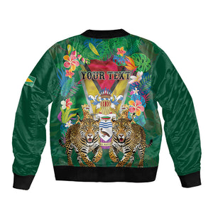 Personalized Guyana 60th Independence Day Sleeve Zip Bomber Jacket Diamond Jubilee