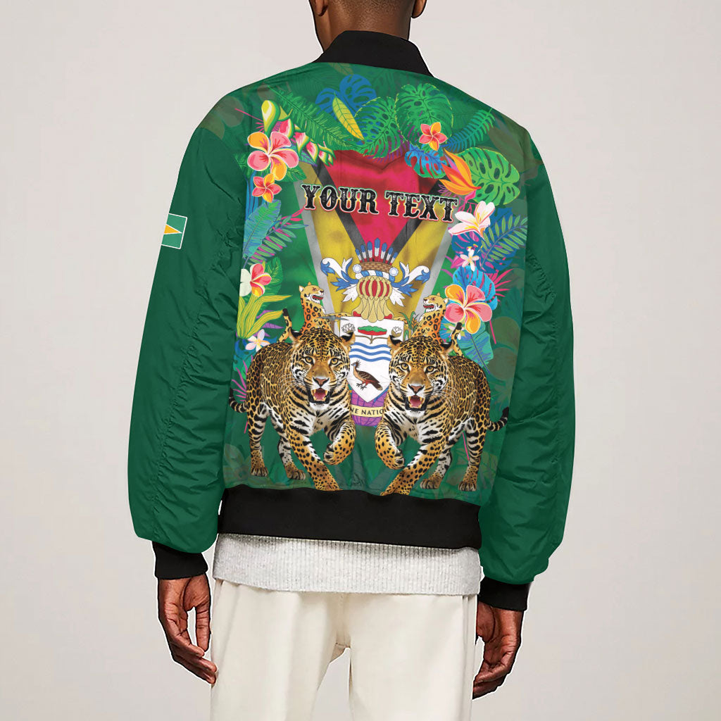 Personalized Guyana 60th Independence Day Sleeve Zip Bomber Jacket Diamond Jubilee