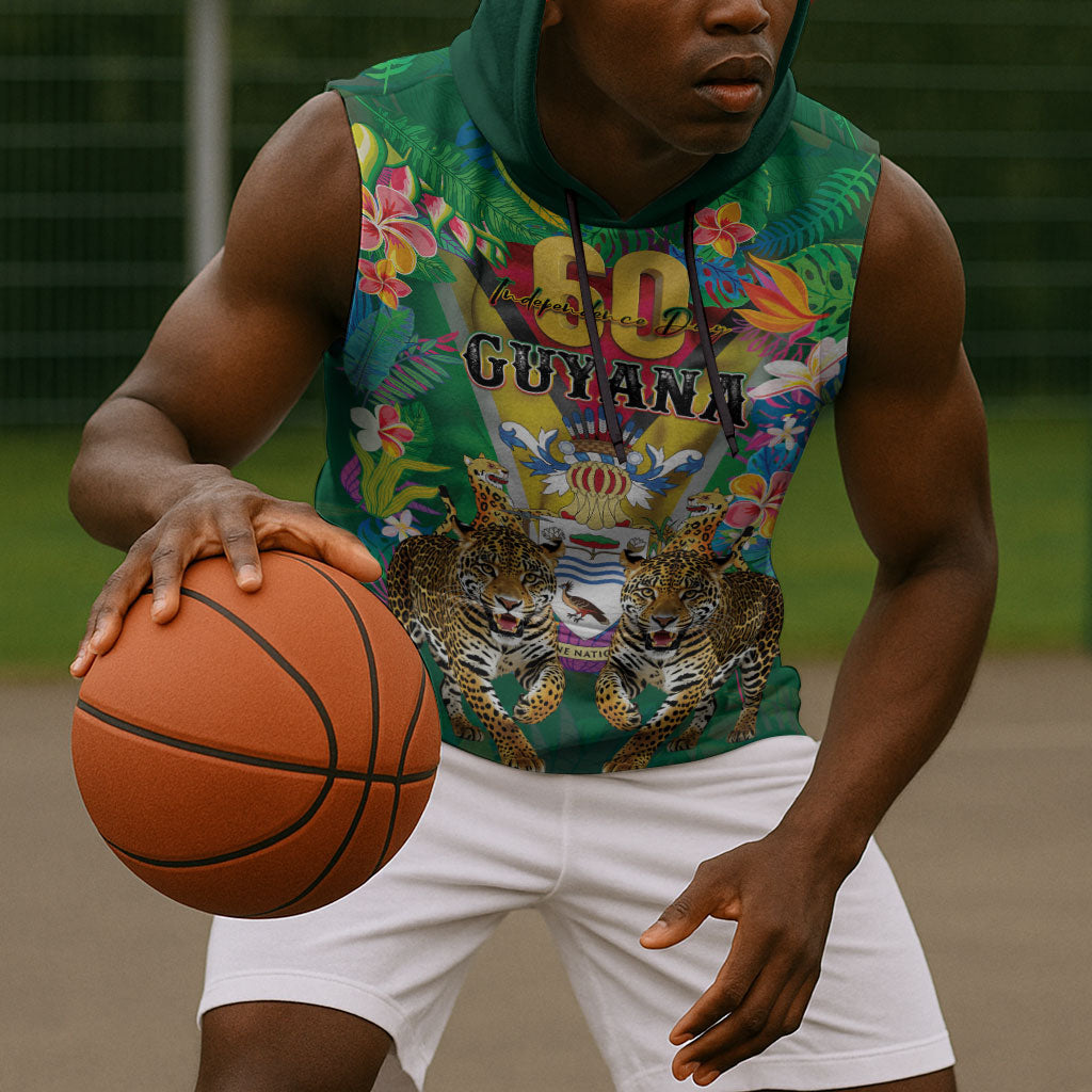 Personalized Guyana 60th Independence Day Sleeveless Hoodie Diamond Jubilee
