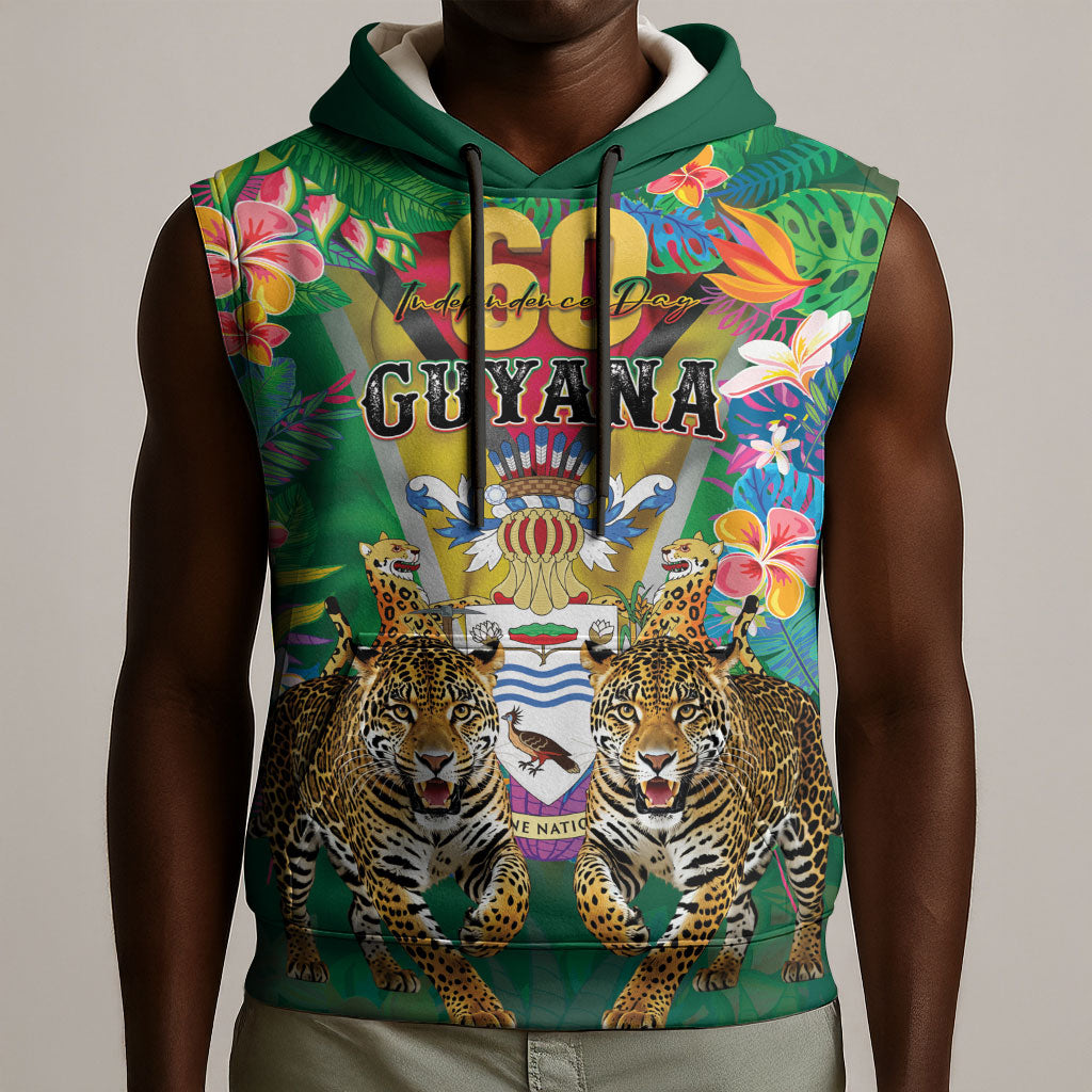 Personalized Guyana 60th Independence Day Sleeveless Hoodie Diamond Jubilee