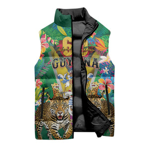 Personalized Guyana 60th Independence Day Sleeveless Puffer Jacket Diamond Jubilee