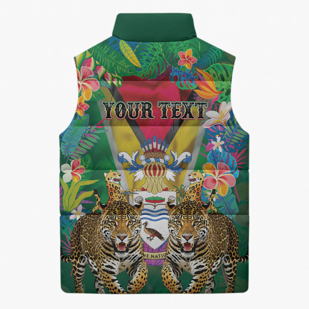 Personalized Guyana 60th Independence Day Sleeveless Puffer Jacket Diamond Jubilee