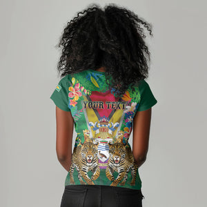 Personalized Guyana 60th Independence Day Women V-Neck T-Shirt Diamond Jubilee