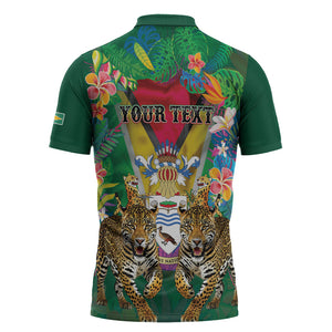 Personalized Guyana 60th Independence Day Zipper Polo Shirt Diamond Jubilee