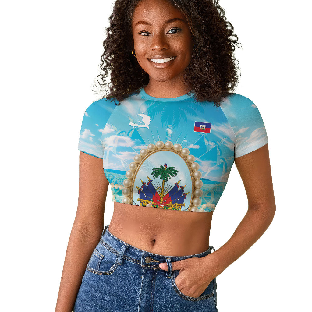 Personalized Haiti The Pearl Of Antilles Raglan Cropped T shirt Summer Aesthetic Vibe