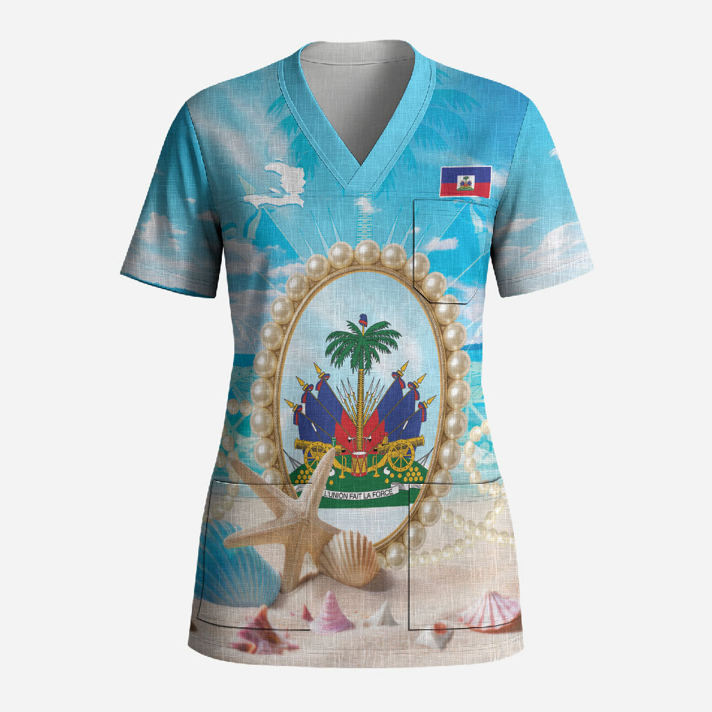 Personalized Haiti The Pearl Of Antilles Scrub Top Summer Aesthetic Vibe