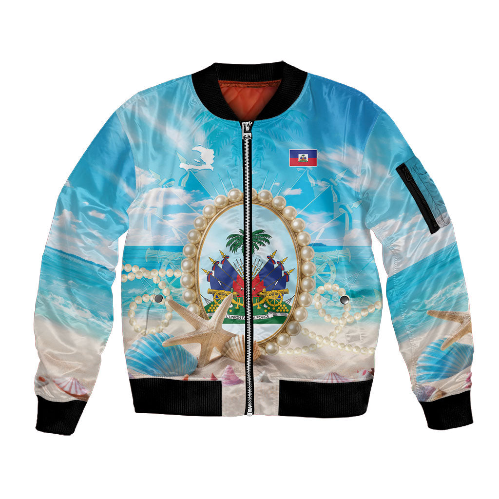 Personalized Haiti The Pearl Of Antilles Sleeve Zip Bomber Jacket Summer Aesthetic Vibe