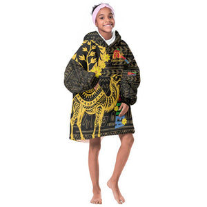 Enkutatash Eritrea New Year KId Wearable Blanket Hoodie Eritrean Camel African Pattern