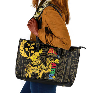 Enkutatash Eritrea New Year Leather Tote Bag Eritrean Camel African Pattern