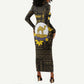Enkutatash Eritrea New Year Long Sleeve Bodycon Dress Eritrean Camel African Pattern LT01