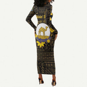 Enkutatash Eritrea New Year Long Sleeve Bodycon Dress Eritrean Camel African Pattern