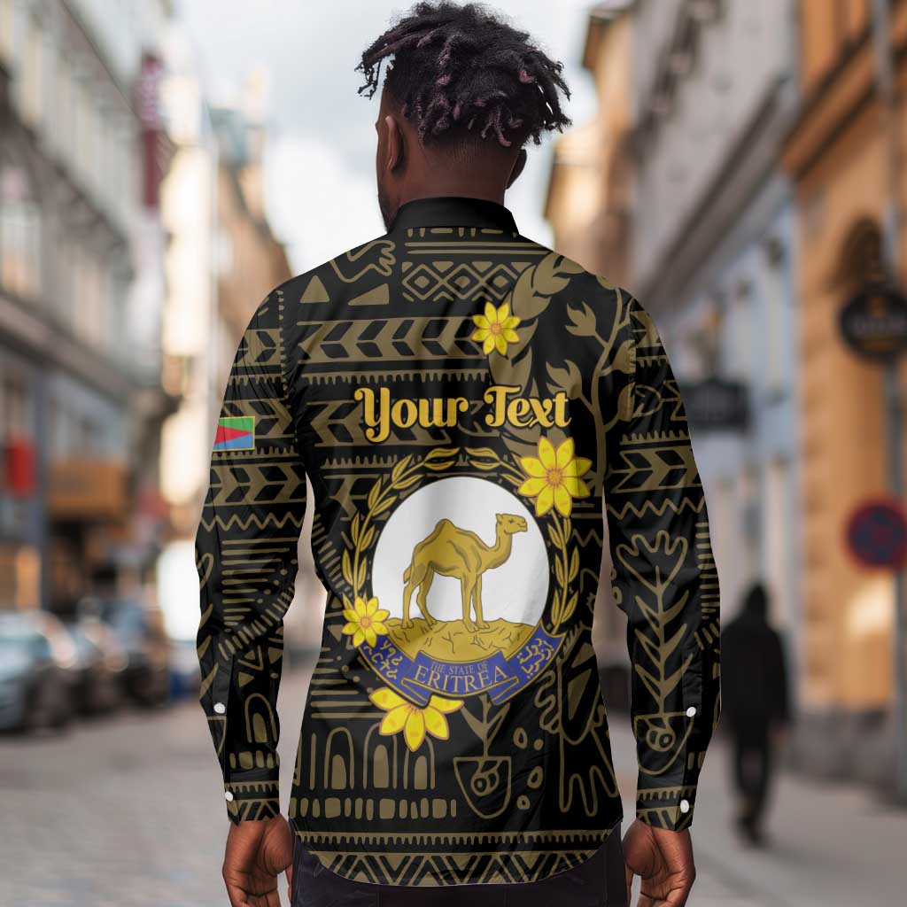 Enkutatash Eritrea New Year Long Sleeve Button Shirt Eritrean Camel African Pattern