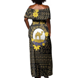 Enkutatash Eritrea New Year Off Shoulder Maxi Dress Eritrean Camel African Pattern