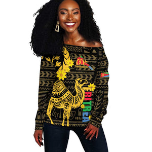 Enkutatash Eritrea New Year Off Shoulder Sweater Eritrean Camel African Pattern