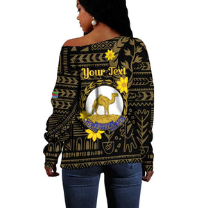 Enkutatash Eritrea New Year Off Shoulder Sweater Eritrean Camel African Pattern