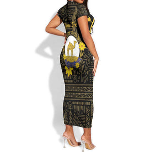 Enkutatash Eritrea New Year Short Sleeve Bodycon Dress Eritrean Camel African Pattern