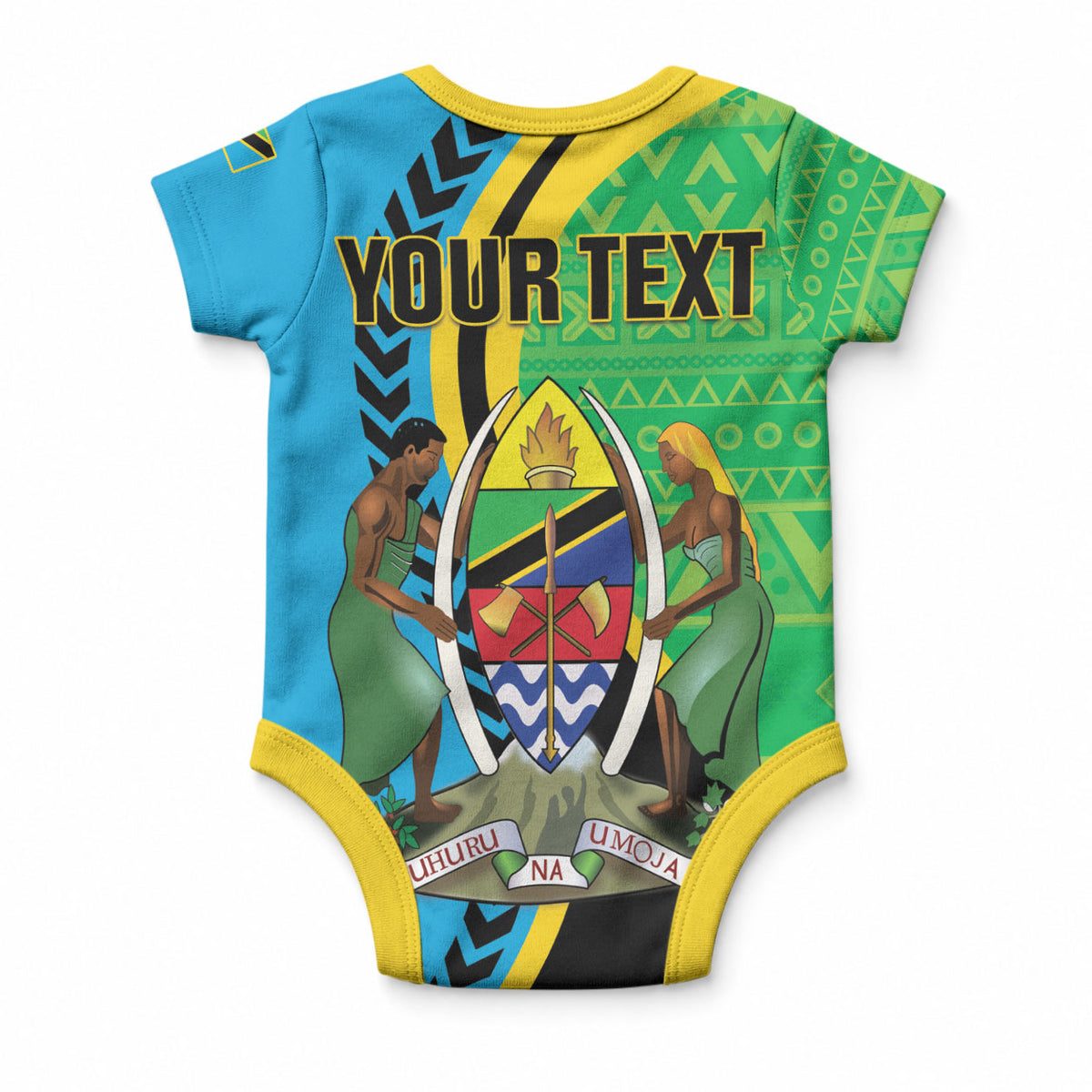 Personalized Tanzania African Pattern Baby Onesie Happy Independence Day