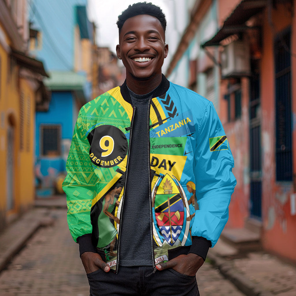Personalized Tanzania African Pattern Bomber Jacket Happy Independence Day
