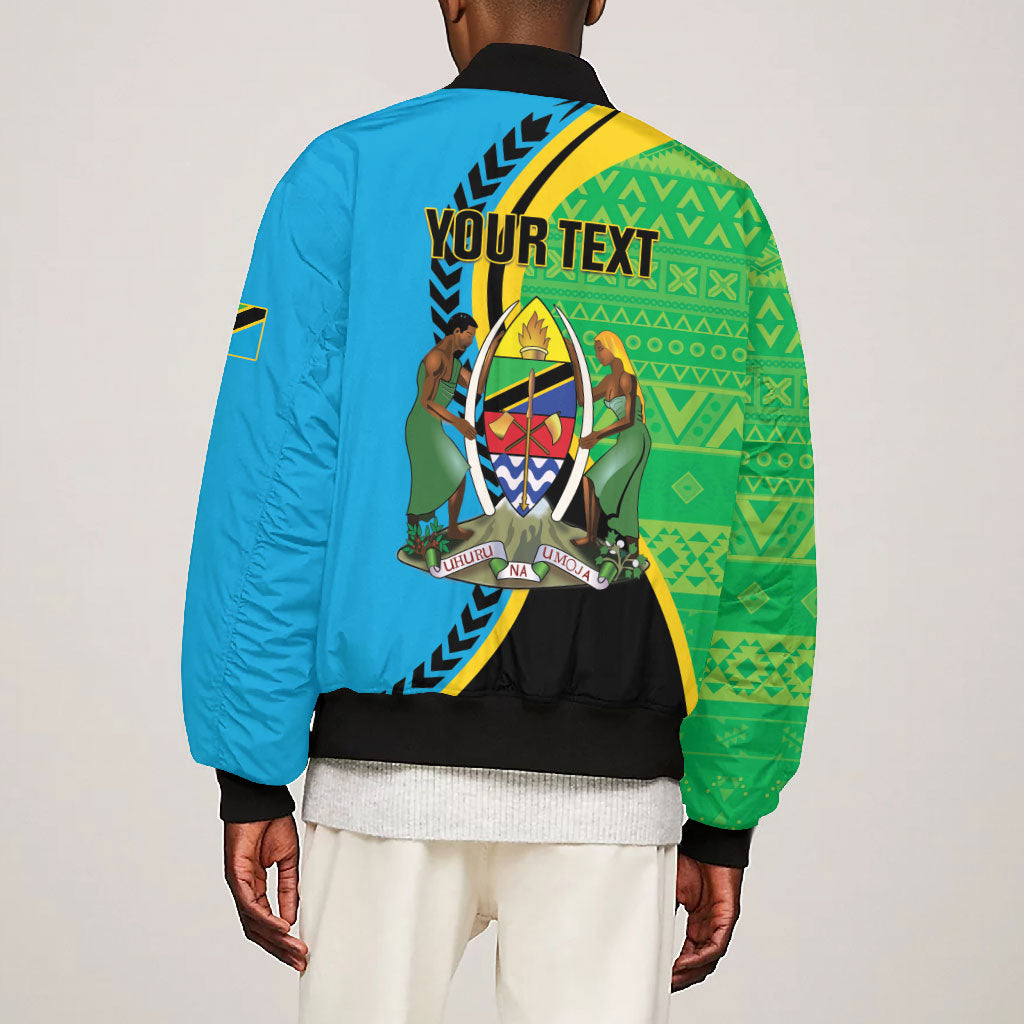 Personalized Tanzania African Pattern Bomber Jacket Happy Independence Day
