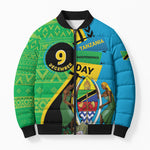 Personalized Tanzania African Pattern Bomber Puffer Jacket Happy Independence Day