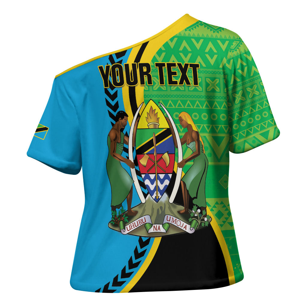 Personalized Tanzania African Pattern Cross Shoulder Shirt Happy Independence Day