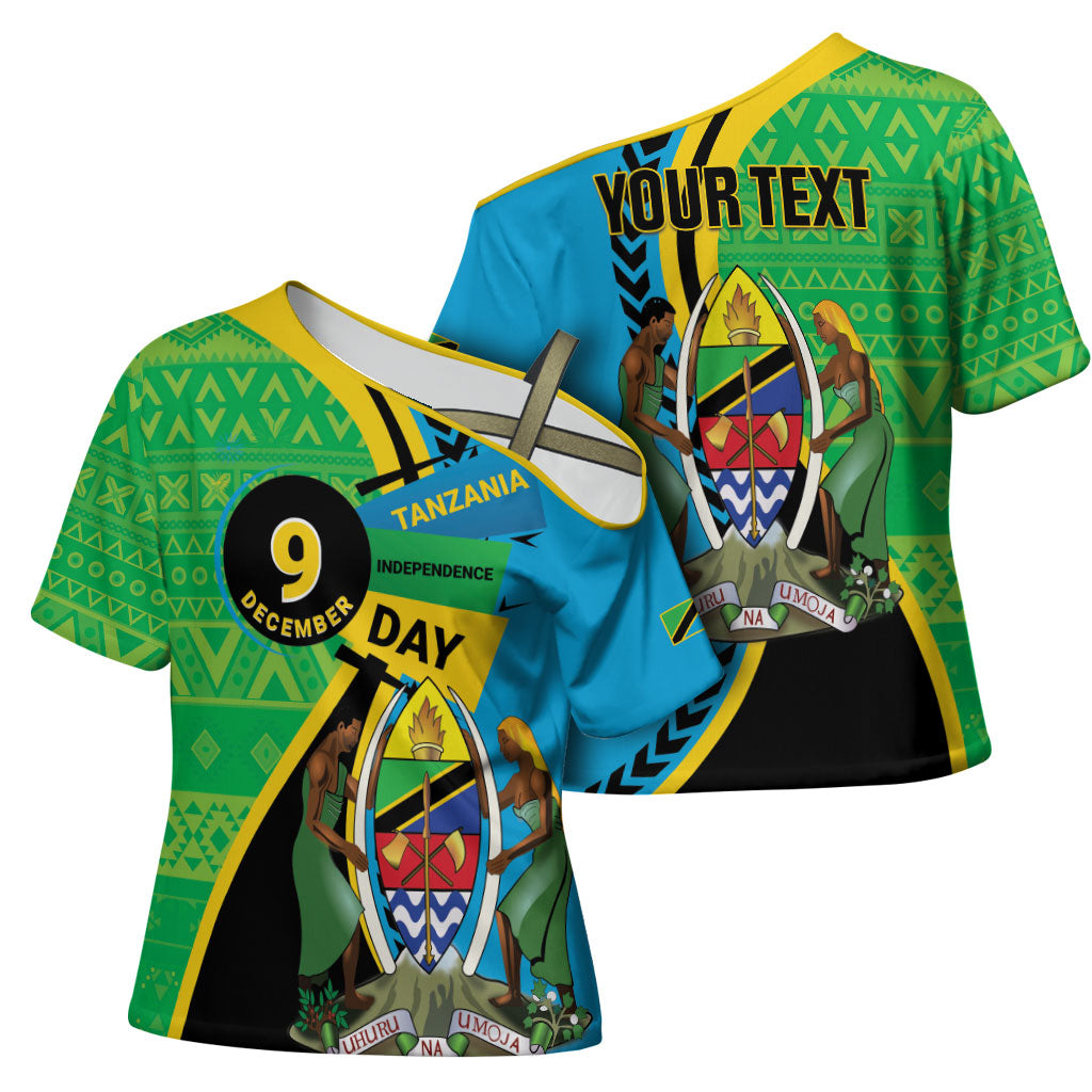 Personalized Tanzania African Pattern Cross Shoulder Shirt Happy Independence Day