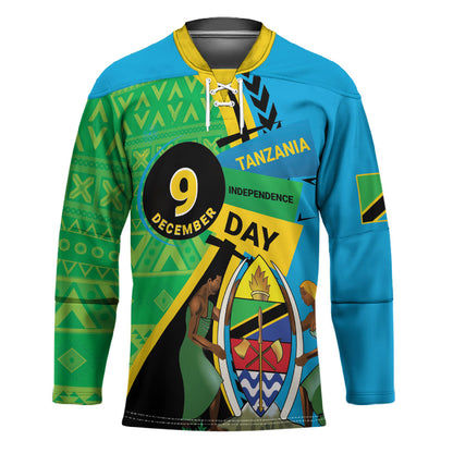 Personalized Tanzania African Pattern Hockey Jersey Happy Independence Day