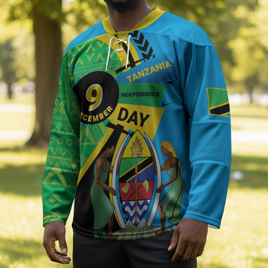 Personalized Tanzania African Pattern Hockey Jersey Happy Independence Day