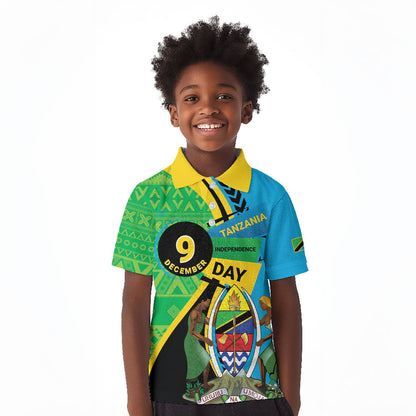 Personalized Tanzania African Pattern Kid Polo Shirt Happy Independence Day