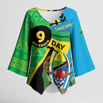Personalized Tanzania African Pattern Kimono Sleeve Blouse Happy Independence Day