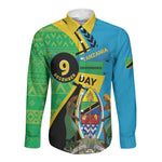 Personalized Tanzania African Pattern Long Sleeve Button Shirt Happy Independence Day