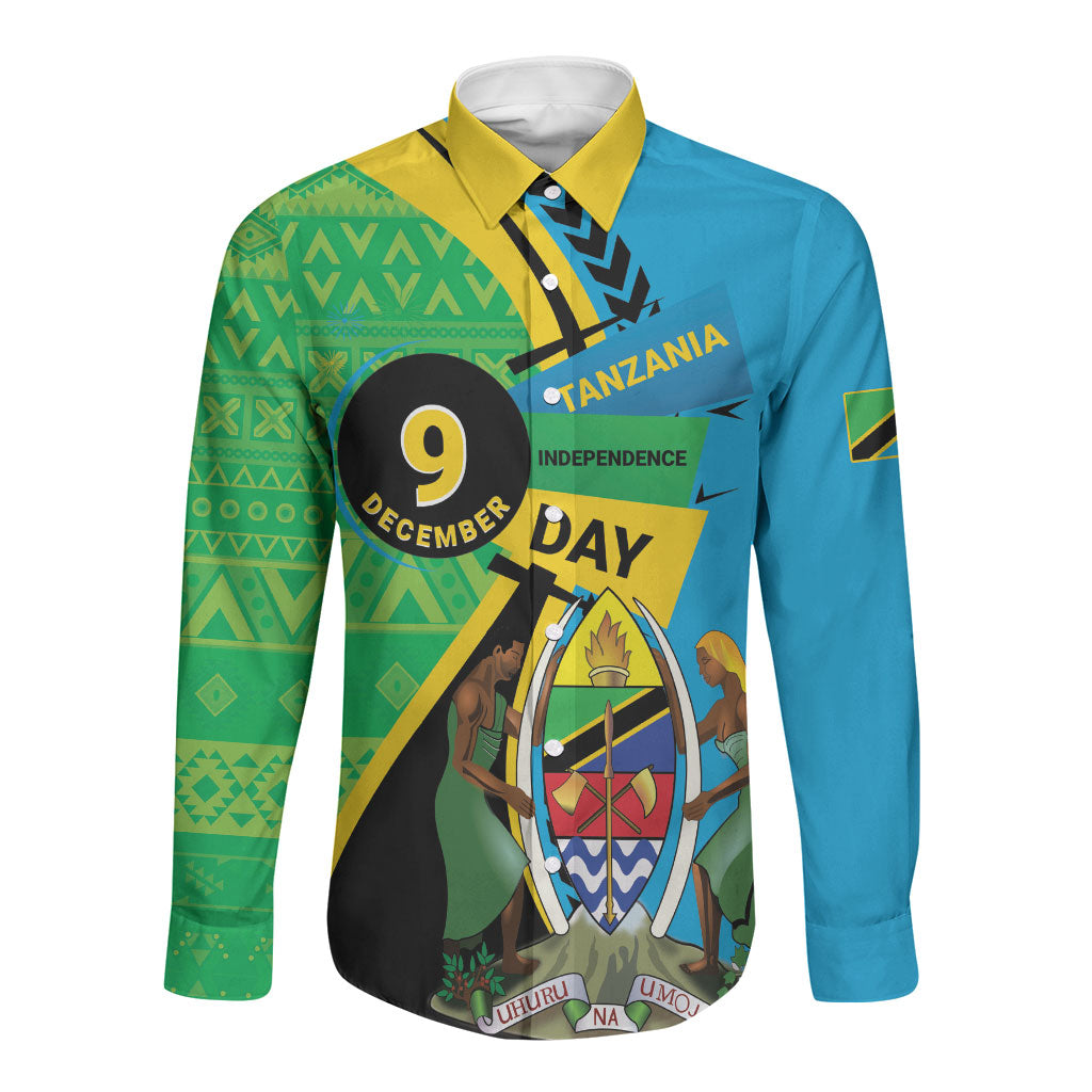 Personalized Tanzania African Pattern Long Sleeve Button Shirt Happy Independence Day